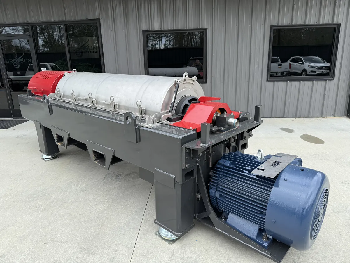 Fully assembled decanter centrifuge after rebuild at KMS