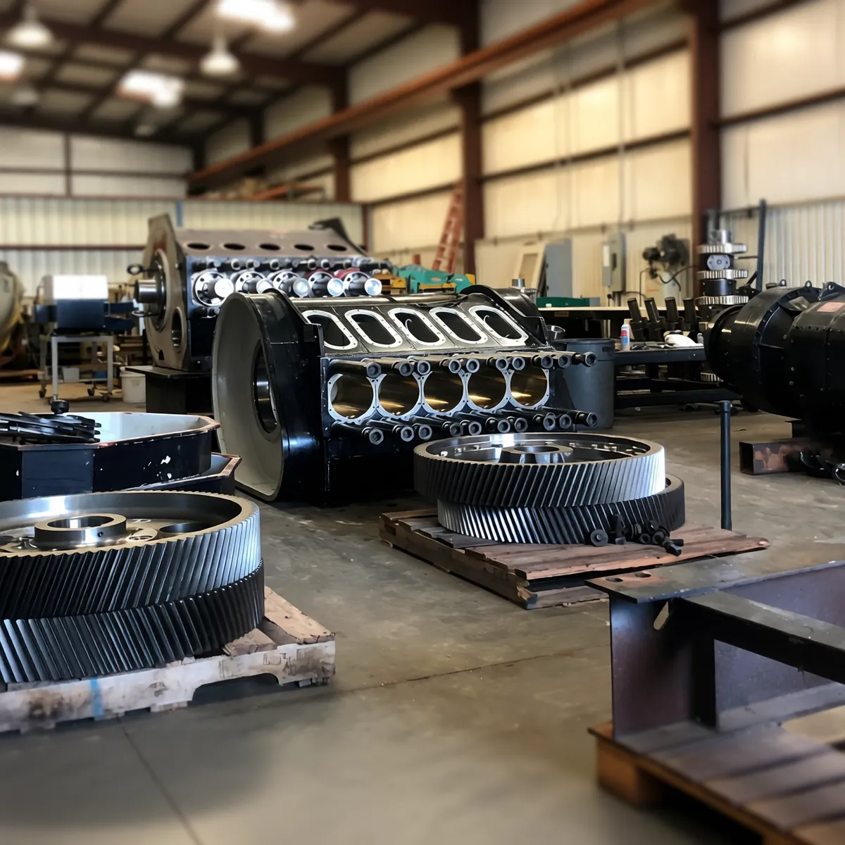 Power end block and gearing during rebuild at KMS