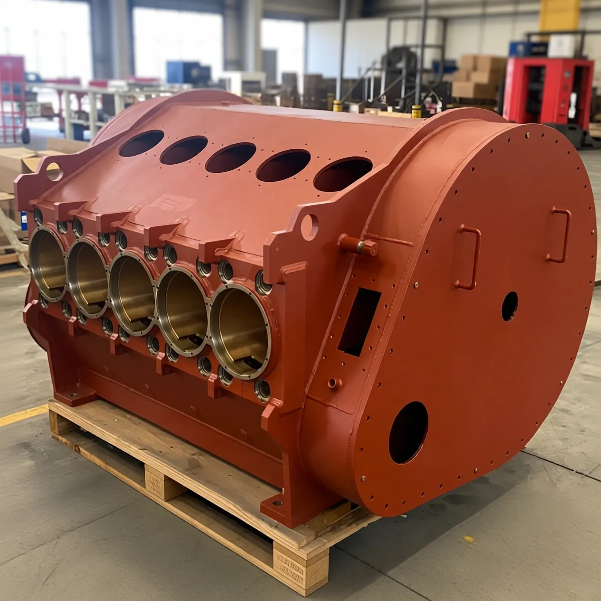Fluid end block primed and ready for machining at KMS